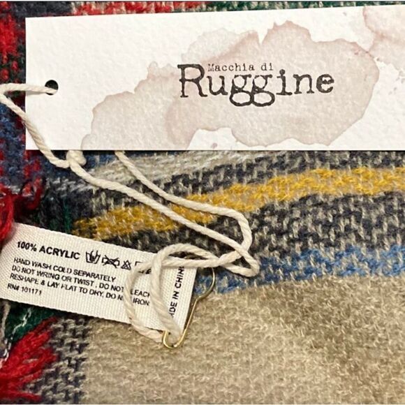 Macchia di Ruggine Boutique Oversized Acrylic  Multicolor Plaid Blanket Scarf - Picture 3 of 5